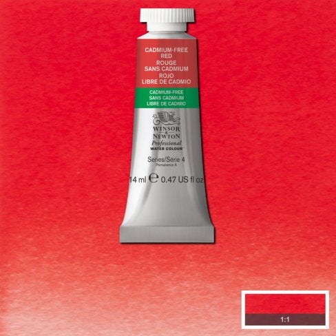 ARTISTS WATERCOLOUR PAINT - Winsor & Newton Professional - 14ml Tube - Cadmium Free Red