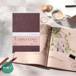Hardback sketchbook - Square bound - Coloured paper - Hahnemuhle CAPPUCCINO Book - A5