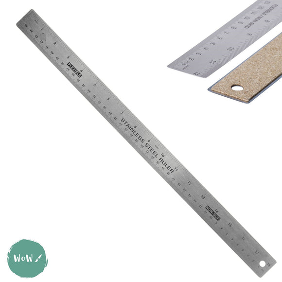 Rules/Rulers – MEASURING & CUTTING - Stainless Steel - metric & imperial -  NON-SLIP (cork backed) – 18” / 45cm