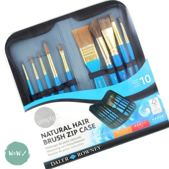 BRUSH SET - Daler Rowney SIMPLY Assorted Natural Hair Watercolour Zip Case