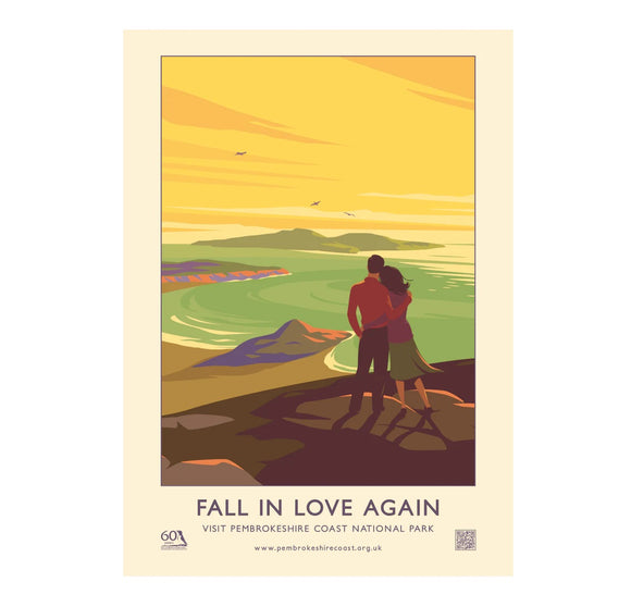 VISIT PEMBROKESHIRE A2 POSTER - 'Fall in Love again' PORTRAIT