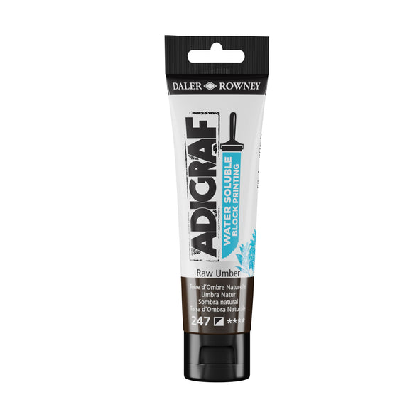 BLOCK PRINTING COLOUR - Water-soluble - Daler Rowney -  ADIGRAF - 59ml Tube - RAW UMBER