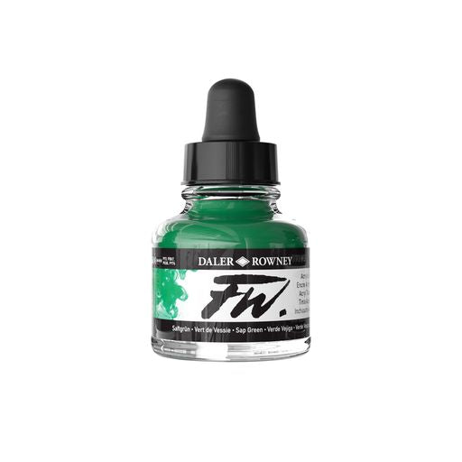 ACRYLIC INK - Daler Rowney FW – 29.5ml Pipette Bottle - 	SAP GREEN