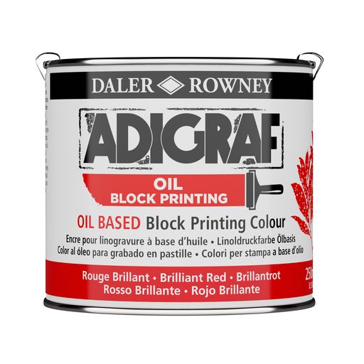 BLOCK PRINTING COLOUR - Oil Based - Daler Rowney ADIGRAF - 250ml - BRILLIANT RED