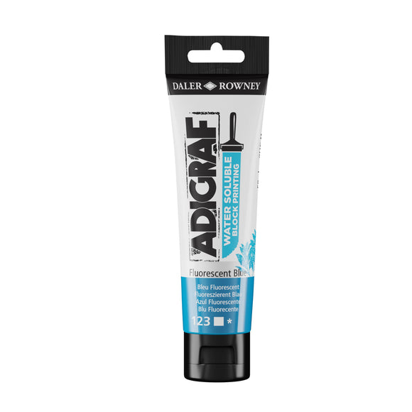 BLOCK PRINTING COLOUR - Water-soluble - Daler Rowney -  ADIGRAF - 59ml Tube - FLUORESCENT BLUE