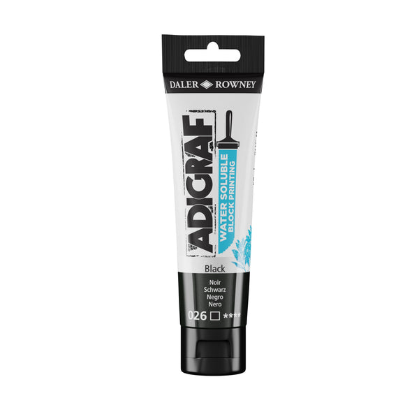 BLOCK PRINTING COLOUR - Water-soluble - Daler Rowney -  ADIGRAF - 59ml Tube - BLACK