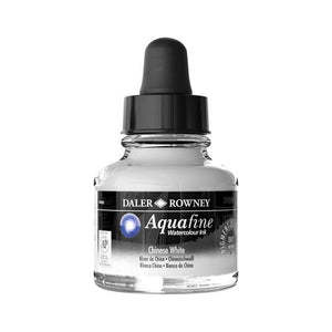 WATERCOLOUR - Liquid Watercolour Ink - Daler Rowney - AQUAFINE 29.5ml Pipette Bottles - CHINESE WHITE