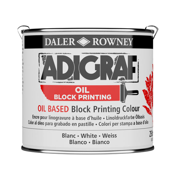 BLOCK PRINTING COLOUR - Oil Based - Daler Rowney ADIGRAF - 250ml  - WHITE