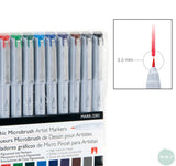 Fineliner Pigment Pen Set - ROYAL Graphic Microbrush - 12 Assorted pack