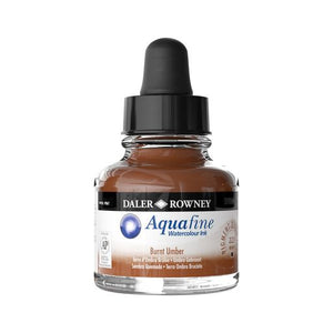 WATERCOLOUR - Liquid Watercolour Ink - Daler Rowney - AQUAFINE 29.5ml Pipette Bottles - BURNT UMBER